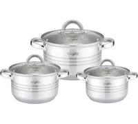 Silecomplaza, juego de 6 piezas de utensilios de cocina de acero inoxidable, apto para inducción, acero inoxidable 18/10, juego de ollas y cacerolas con tapas, para uso profesional