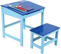 Silecomplaza, juego de escritorio infantil, incluye mesa y silla, 57 x 55 x 48 cm, juego de 2 piezas, mesa y silla en color azul