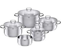 Silecomplaza, juego de ollas Toscana para inducción, 5 piezas, acero inoxidable con acabado mate. Juego de ollas para inducción sin revestimiento, con tapa de vidrio, apto para todo tipo de cocinas, s