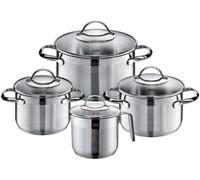 Silecomplaza, juego de ollas y cacerolas, modelo "Achat", 4 piezas. Contenido: olla para carne de 14, 16 y 20 cm, cacerola para leche de 14 cm, acero inoxidable 18/10, parcialmente satinado
