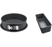 Silecomplaza La Forme Plus, molde para tartas desmontable, 26 cm, redondo, y La Forme Plus, molde para hornear rectangular, 30 x 11 cm, molde para pan con revestimiento, base de esmalte, ideal para pa