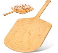 Silecomplaza: Pala de madera para pizzas de 40 cm. Incluye medidas grabadas. Tabla de cortar multiusos, pala de madera para pizza y pan con guía de medidas y ayuda para cortar. Elevador de pizza con g