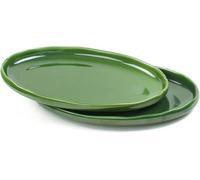Silecomplaza, plato grande y ovalado de cerámica para servir, 37.8 cm, plato de porcelana, juego de vajilla alargada para servir: ideal para reuniones, fiestas, restaurantes, para servir alimentos, pe