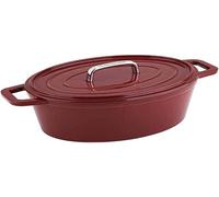 Silecomplaza, sartén ovalada de hierro fundido para asar, color rojo, apta para horno, tamaño: 31 cm x 23 cm, modelo 078126