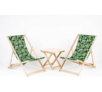 Silecomplaza Set de 2 sillones reclinables + mesa, línea tradicional. Sillón reclinable, tumbona plegable, tumbona de jardín, respaldo ajustable, fácil de plegar, ideal para jardín, balcón o playa. Si