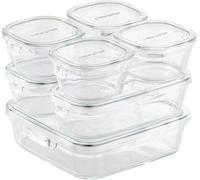 Silecomplaza: Set de 7 recipientes de vidrio resistentes al calor, línea "Urban Clear", para almacenamiento de alimentos