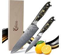 Silecomplaza, set de inicio de 2 piezas, 67 capas de acero damasco: juego de cuchillos, cuchillos de cocina, cuchillo de chef