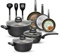 Silecomplaza: Set de ollas y sartenes para inducción. Incluye un completo juego de ollas y sartenes aptas para inducción, con utensilios de cocina antiadherentes