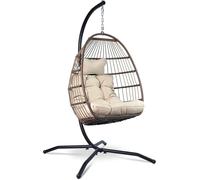 Silecomplaza: Silla colgante con estructura – Silla huevo de ratán – Para interior y exterior