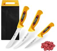 Silecomplaza Solingen: Juego de cuchillos para carnicería, 3 piezas. Incluye cuchillo para despiece, fabricado en acero molibdeno 1.4116, con mango ergonómico, ideal para profesionales y uso doméstico