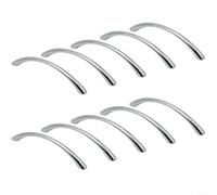 Sileduove Manija curvada de aleación de zinc para gabinete, agujero de 64 | Distancia entre agujeros de 64 mm, cuerpo de aleación de zinc, acabado plateado, forma curva moderna