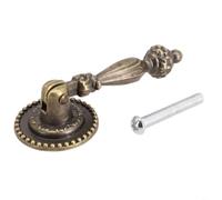 Sileduove Manija de armario vintage para muebles de tocador de un solo | Montaje de un solo agujero, 6,6 cm de longitud, acabado de bronce antiguo, cuerpo de aleación de zinc, diseño de patrón retro