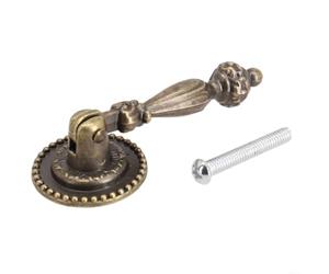 Sileduove Manija de armario vintage para muebles de tocador de un solo | Montaje de un solo agujero, 6,6 cm de longitud, acabado de bronce antiguo, cuerpo de aleación de zinc, diseño de patrón retro