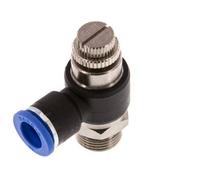 Silenciador de control de flujo Codo de salida de contador 10 mm - G3/8'' Latón/PA 66