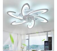 Silencioso Led Ventilador De Techo Con Luz, Regulable Lampara Ventiladores Techo, Moderno Design Lámpara Techo Ventilador 6 Velocidades Timer Ceiling Fan With Light Niños Salon Dormitorio Blanco