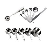 SILENRADAWN 12 Piezas Juego de Cucharas y Tazas Medidoras de Acero Inoxidable para Repostería y Cocina, Mango Ancho y Anillo para Sujetar, sin Óxido