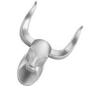 SILENRADAWN Gancho de Pared sin Taladro Diseño de Cabeza de Toro en Aluminio Espacial Plata, Resistente y Elegante para Colgar Abrigos en Baño y Dormitorio