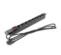 SilexFiberI Regleta de 8 Enchufe para Rack 19” Profesional | PDU de Aluminio con Interruptor de Seguridad | 8 Tomas Schuko (16A/3500W) | Cable de 1,8 Metros | Ideal para Servidores, IT y Sonido
