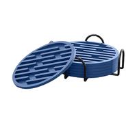 Silicone Drink Coasters - 6 Piece Non-Stick Anti-Slip Heat Proof Striped