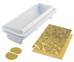 silikomart - DIAMOND BUCHE, kit de 2 soportes en plástico y 2 tapetes de silicona, uno liso y otro con tema diamantes