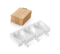 Silikomart | GEL03M Molde de Helado de Silicona Mini Heart-IC, Antiadherente, 3 Corazones de Helado, Pack de 1 Molde + 50 palitos de Madera, Easy Ice Cream, 67 x 55 mm, h 18 mm, Made in Italy