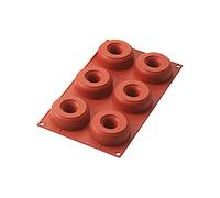 Silikomart | Molde de silicona para monoporciones DONUTS, Antiadherente, 6 Monoporciones, Pack de 1 Molde para Tartas, ø75/25 h28 mm, Made in Italy