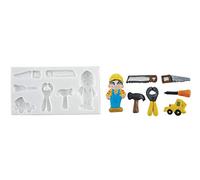 Silikomart | Molde de Silicona para Pasta de Azúcar WORKER MAN, Molde para Decoraciones de Pasteles, Tema Príncipe, Medidas 156 x 76 x 24 mm,
