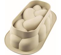 silikomart | Molde de Silicona para Tarta Moderna TRECCIA, Antiadherente, Juego de 3 Moldes con Safe Ring, 288 x 156 mm, h 83 mm, Volumen 2,1 l, Fabricado en Italia