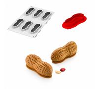 silikomart Molde de silicona de cacahuete 100 accesorios profesionales para cocina y pastelería con cortador ABS, 6 cavidades de 100 ml