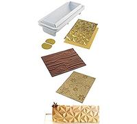 silikomart | Set de moldes de silicona DIAMOND BUCHE, FROZEN BUCHE MAT, MAGIC WOOD MAT, Antiadherente, Pack de 3 moldes para tartas, Diseño 3D, 250 x 185 mm, h 6 mm, Made in Italy