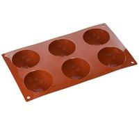 silikomart | SF002 Molde de Silicona para Monoporciones SEMISFERA, Antiadherente, 6 cavidades, Pack de 1 Molde para Tartas, ø 70 h 35 mm, Made in Italy
