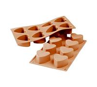 silikomart | SF040 Molde de Silicona para porciones Individuales CORAZÓN, Antiadherente, 6 Corazones, Pack de 1 Molde para Tartas, Ø 60 h 35 mm, Made in Italy
