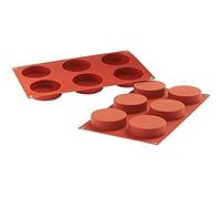 silikomart | SF127 Molde de Silicona para Monoporciones Cilindros, Antiadherente, 6 Cilindros, Pack de 1 Molde para Tartas, Ø 70 h 35 mm, Made in Italy