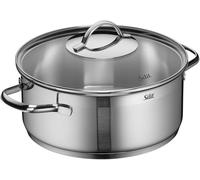 Silit - Olla de 24 cm de diámetro, Aprox. 4,1 l, vertedor, Tapa de Cristal, Acero Inoxidable Pulido, Apta para inducción, Apta para lavavajillas