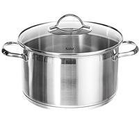 Silit - Olla de Acero Inoxidable Pulido 24 cm de diámetro Ágata Reborde Tapa de Cristal Inducción Lavavajillas.