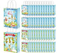 Silkfly 48 bolsas de regalo de Pascua a granel con asa con texto en inglés "He Is Risen", recuerdo de fiesta, iglesia, religiosa, cristiana, cruz, golosinas, golosinas, para Pascua, resurrección