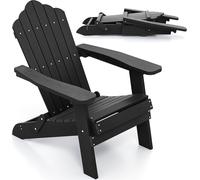Silla Adirondack de COSTWAY, silla de jardín plegable, resistente a la intemperie, con respaldo alto y reposabrazos anchos, fabricada en plástico, capacidad de hasta 180 kg, color