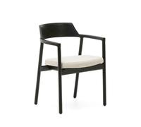 Silla Alocs con funda extraíble, chenilla beige, madera maciza de roble negro FSC Mix Credit