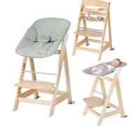 Silla alta para bebé "roba Born Up", set 2 en 1, color verde "frosty" de la línea "roba Style". Silla alta con función de reclinación, apta desde el nacimiento