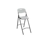 Silla Alta Plegable Blanca tipo Taburete | Altura Asiento 77cm | Portátil con Asa | Resistente Exterior e Interior | Ideal para Mesas Altas, Catering, Eventos y Jardín