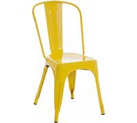 Silla apilable Benedikt de CLP, con respaldo de metal, de color amarillo y con capacidad de carga de hasta 200 kg