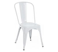 CLP Silla Apilable de Metal con Respaldo Benedikt, Silla Bistró para Hostelería y Cocina, Diseño Robusto y Resistente hasta 200 kg Color:Blanco
