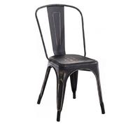 CLP Silla Apilable de Metal con Respaldo Benedikt, Silla Bistró para Hostelería y Cocina, Diseño Robusto y Resistente hasta 200 kg Color:Negro/Oro