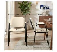 CLP Silla Apilable Ken Pro Acolchada con Reposabrazos, Silla de Conferencia de Tela Apilable, Estructura Metalica Negra Resistente hasta 150 kg, Color:Crema