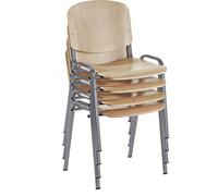 Silla apilable, de forma ergonómica haya / armazón en color aluminio