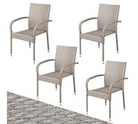 Silla apilable de poliratán Comfort set de 4 crema