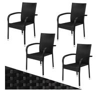 Silla apilable de poliratán Comfort set de 4 negro