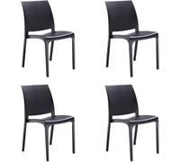 Silla apilable de Resina fabricada en Italia Diseño para interior y exterior SOFIA Negro 4 piezas
