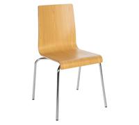 CLP Silla apilable Gahanna de Madera Moldeada con Laminado HPL, Estructura de Acero Cromado, Carga hasta 150 kg, Comedor y Oficina Color:Natura