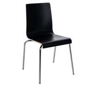 CLP Silla apilable Gahanna de Madera Moldeada con Laminado HPL, Estructura de Acero Cromado, Carga hasta 150 kg, Comedor y Oficina Color:Negro